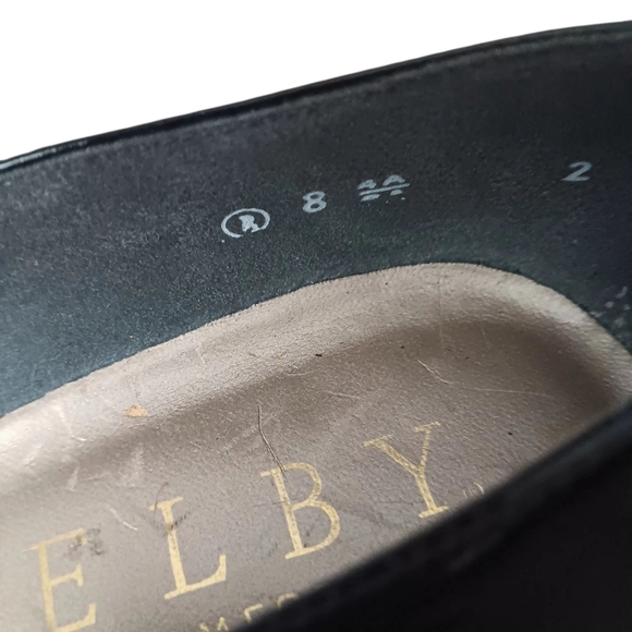 Vintage 80s Selby Black Patent Leather W Colorful Geometric Design 8 Narrow - Picture 10 of 10